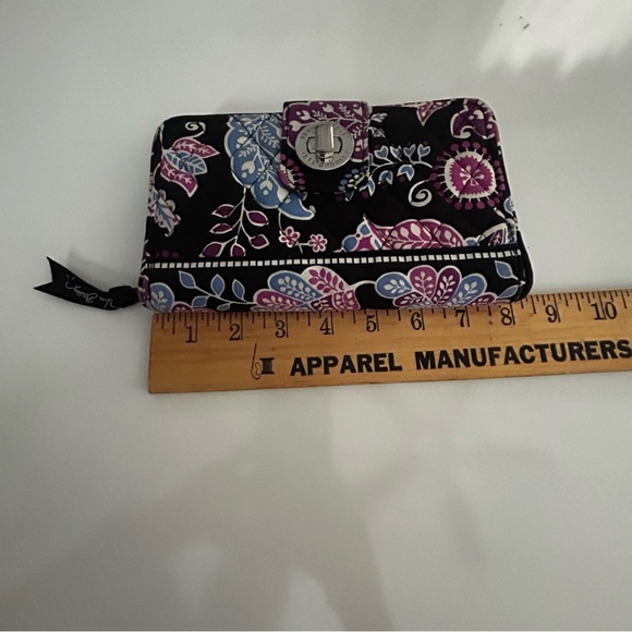 Vera Bradley Black and Purple Quilted Wallet with Paisley Design - Picture 4 of 5